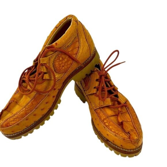 Genuine Ostrich & Python Leather Handmade Casual Shoes Size 6 - Picture 1 of 5
